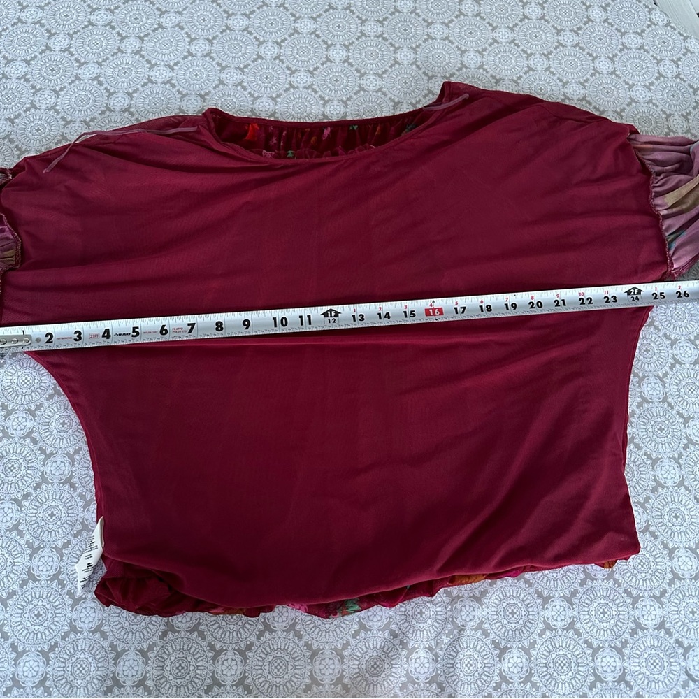 Free People Burgundy Floral Peasant Blouse - Picture 6 of 12